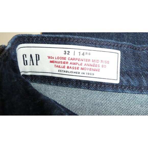 Gap Mid Rise 90s Loose Carpenter Jeans - Dark Blue - Picture 6 of 15